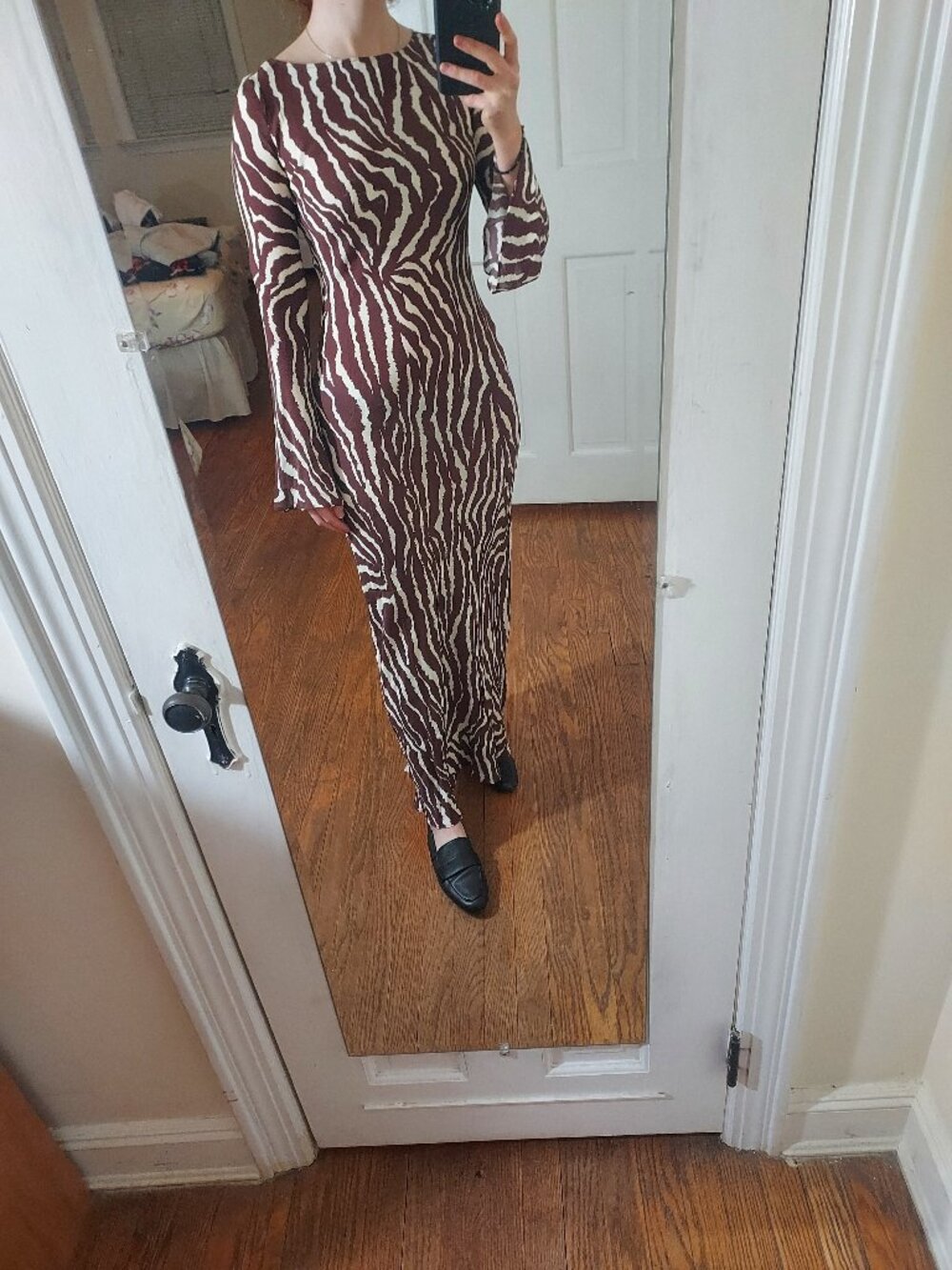 Realisation Par Brown Zebra Animal The Gia Maxi Silk Dress